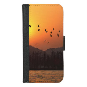 Birds Flying in Sunset Sky Over East Lake Photo iPhone 8/7 Wallet Case