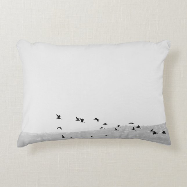 BIRDS FLYING OVER BOAT ACCENT PILLOW (Front)