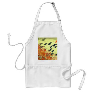 Birds Flying Red Moon Adult Apron