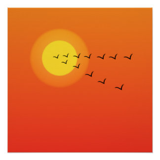 Birds flying to the sun poster