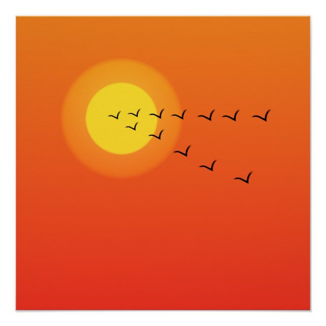 Birds flying to the sun poster (Front)