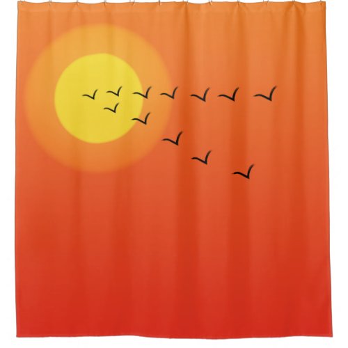 Birds flying to the sun shower curtain