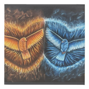 Birds Flying Together-Love Birds Faux Canvas Print