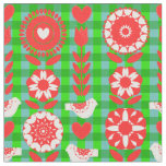 Birds Folk Art Pretty Floral Pattern Fabric
