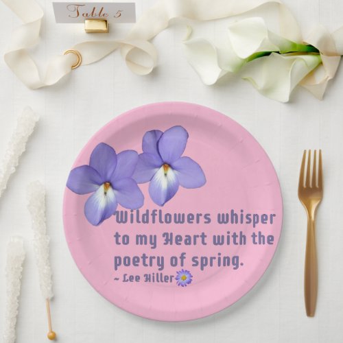 Birds Foot Violets Wildflowers Quote Paper Plates