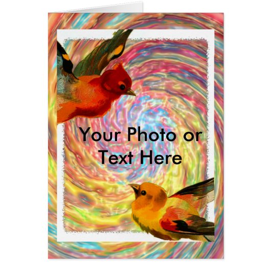 Birds Frame 2, Your Photo or Text Here Cards (Front)