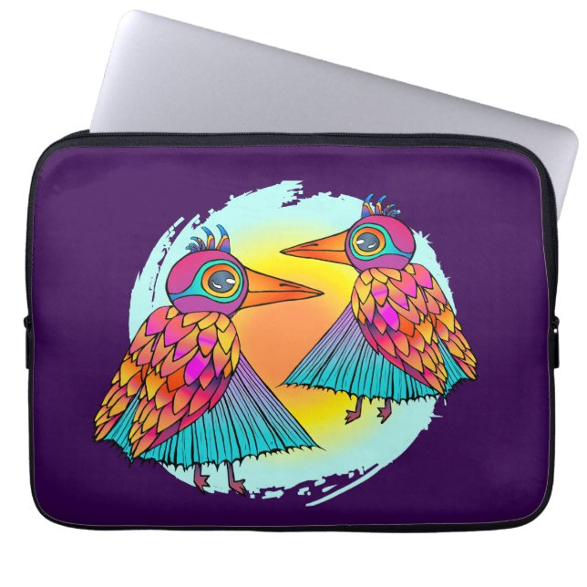 Birds full of color laptop sleeve (Front)