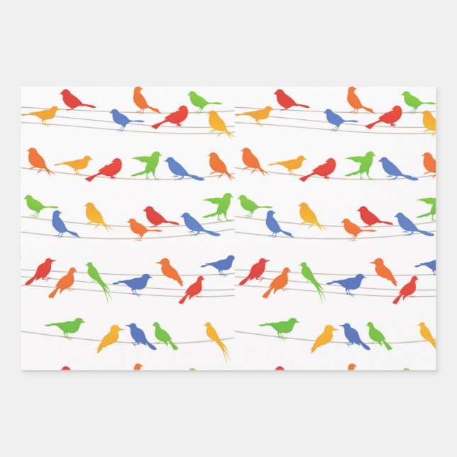 Birds Gift Wrapping Paper Sheet. (Front 3)