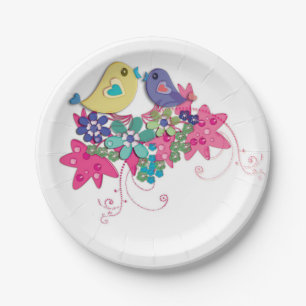 Birds, glass paper plates