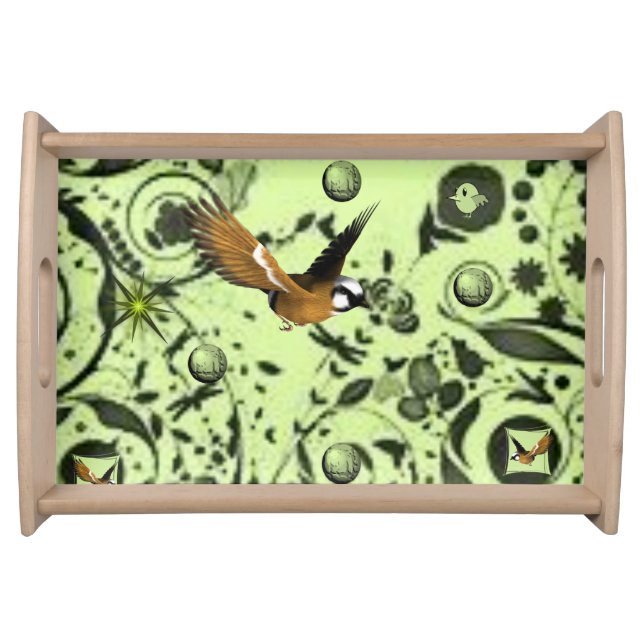birds green dinner serving tray (Front)