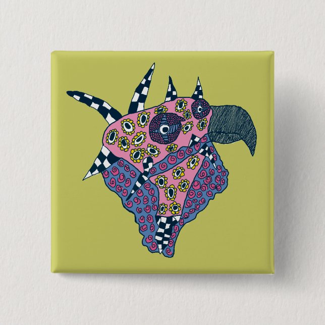 Bird's Head Pinback Button (Front)