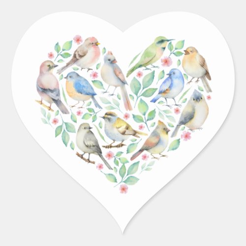 Birds Heart Sticker