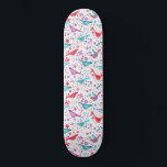 Birds in a Garden Modern Boho Watercolor Skateboard<br><div class="desc">Modern Boho watercolor painting of birds in a garden of bright orange,  pink and teal wild flowers.</div>