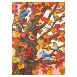 Birds in Autumn Maple Tree Clipboard