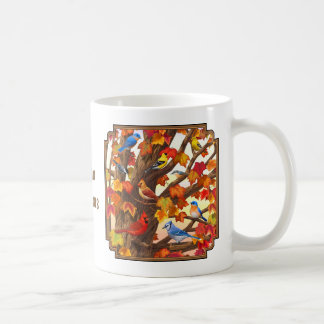 Birds in Autumn Maple Tree Coffee Mug