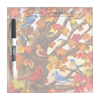 Birds in Autumn Maple Tree Dry-Erase Board