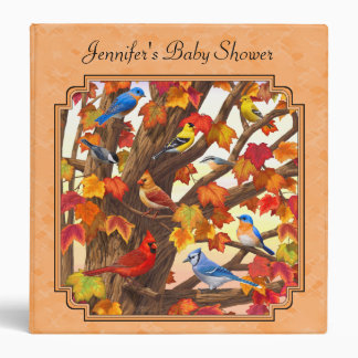 Birds in Autumn Maple Tree Peach Binder