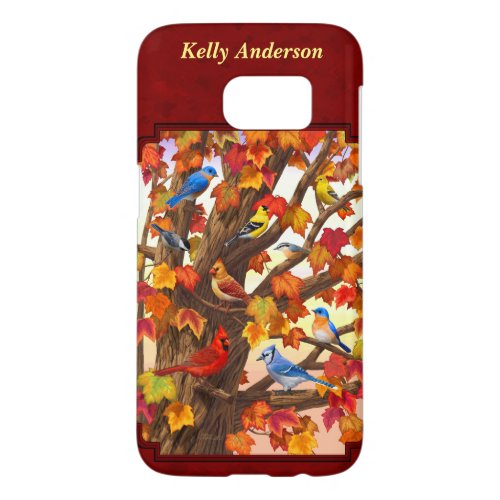 Birds in Autumn Maple Tree Red Samsung Galaxy S7 Case