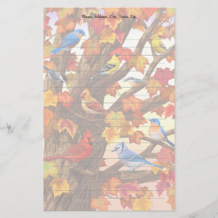 Birds in Autumn Maple Tree Stationery