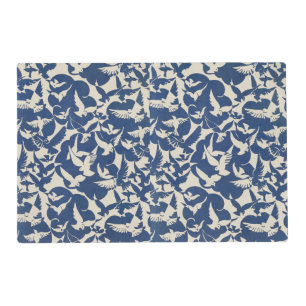 Birds in blue and white pet  placemat