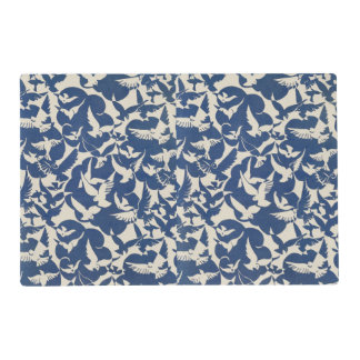 Birds in blue and white pet  placemat