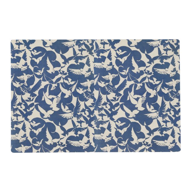 Birds in blue and white pet  placemat (Front)
