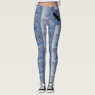 Birds in Blue Cloudy Sky Legging