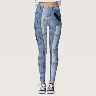 Birds in Blue Cloudy Sky Legging