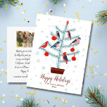 Birds in Christmas Tree Happy Holiday Family Photo Postcard<br><div class="desc">Celebrate the season with this Holiday postcard featuring a group of birds nestled in a Christmas Tree - and a custom personal note and your photo on the backside or easily delete these options.  This postcard is sure to bring happiness to both friends and family.</div>