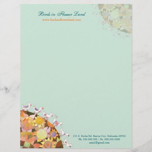 Birds in Flower Land Baby Business Letterhead