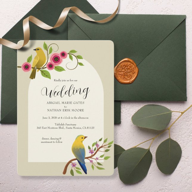 Birds in Flowers Wedding Invitation (Creator Uploaded)