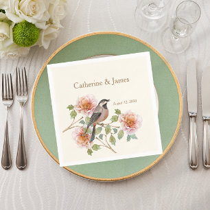 Birds in Flowers Wedding Napkins