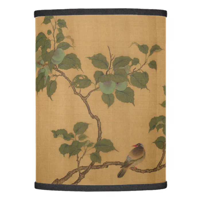 Birds In Fruit Tree Antique Chinese, Asian Silk Lamp Shades