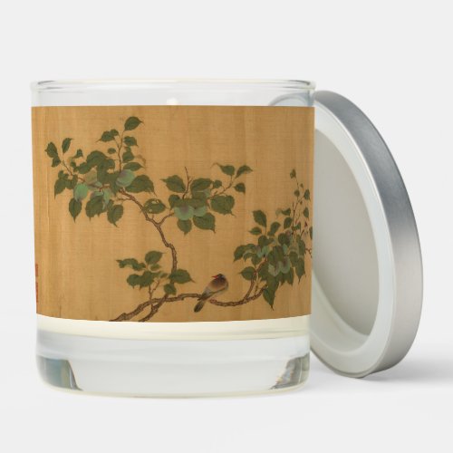 Birds in Fruit Tree antique Chinese silk painting Scented Candle