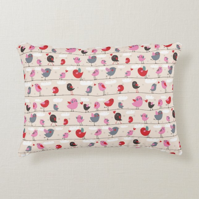 Birds in Love Accent Pillow (Front)