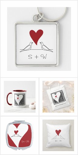 Birds In Love and Red Heart Custom Gifts