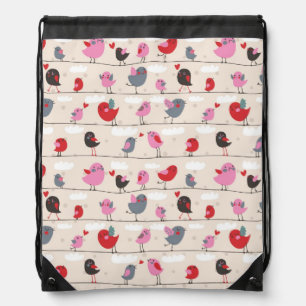 Birds in Love Drawstring Bag