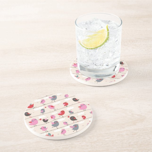 Birds in Love Drink Coaster (Side)