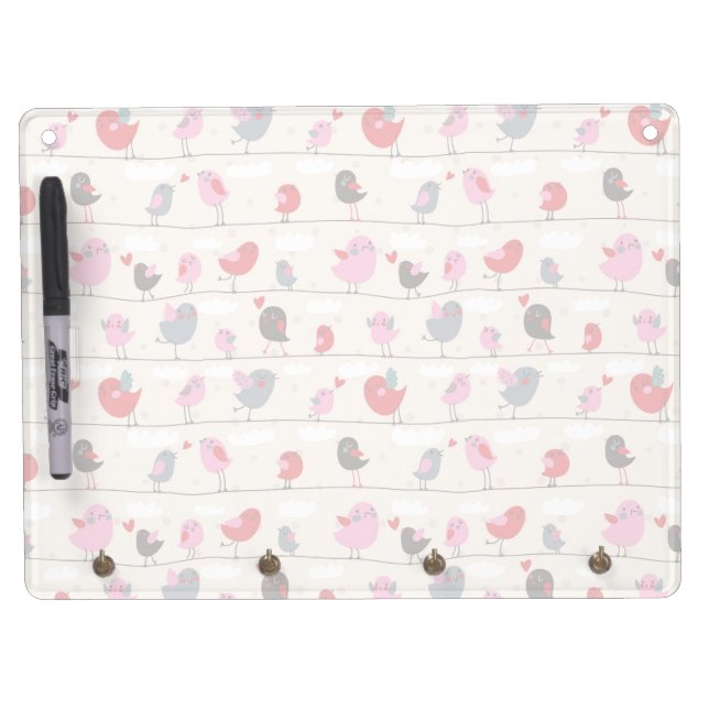 Birds in Love Dry Erase Board With Keychain Holder (Front)
