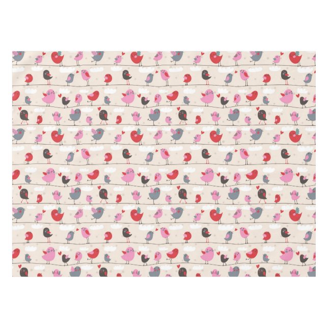 Birds in Love Tablecloth (Front (Horizontal))