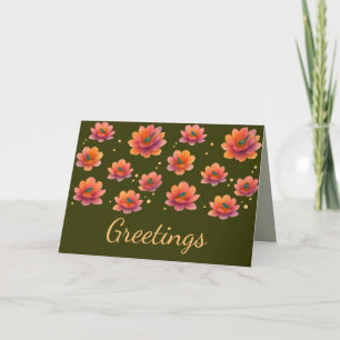 Birds in Magnolias with Dark Olive background Card