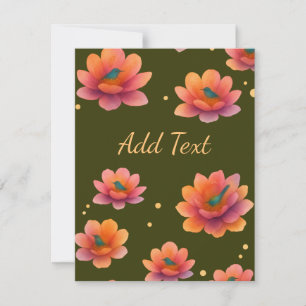 Birds in Magnolias with Dark Olive background Note Card