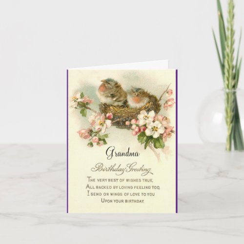 Birds In Nest Birthday Greeting Card