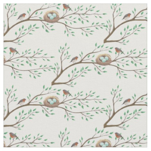 Birds in Nest Spring Woodland Cute Baby Nursery Fabric