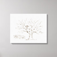 Birds in Oak Tree Heart Fingerprint Guestbook