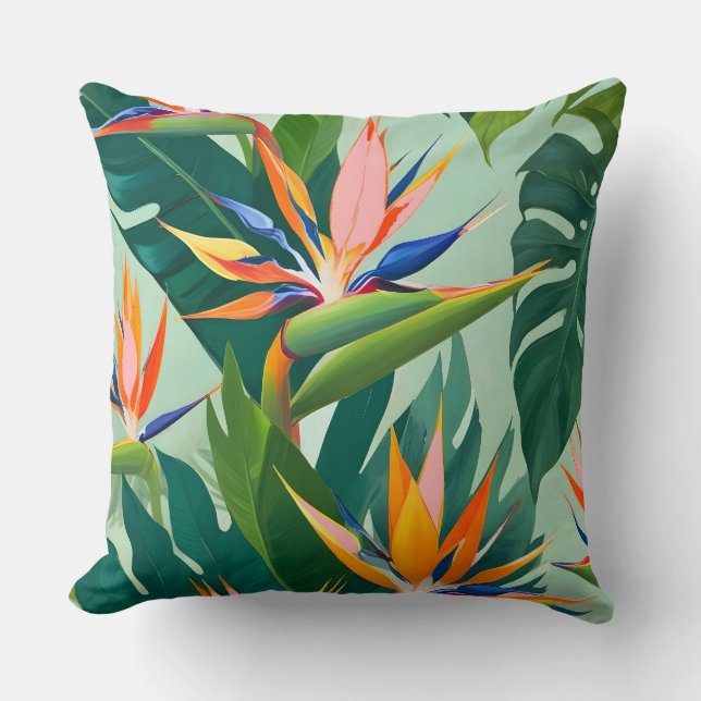 Birds in Paradise Throw Pillow (Front)