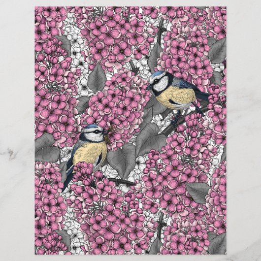 Birds in pink lilac garden (Back)