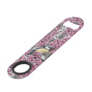 Birds in pink lilac garden bar key