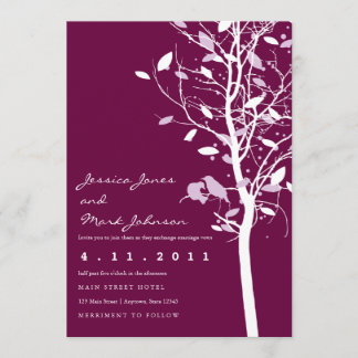 Birds in Plum Tree with Leaves Invitation