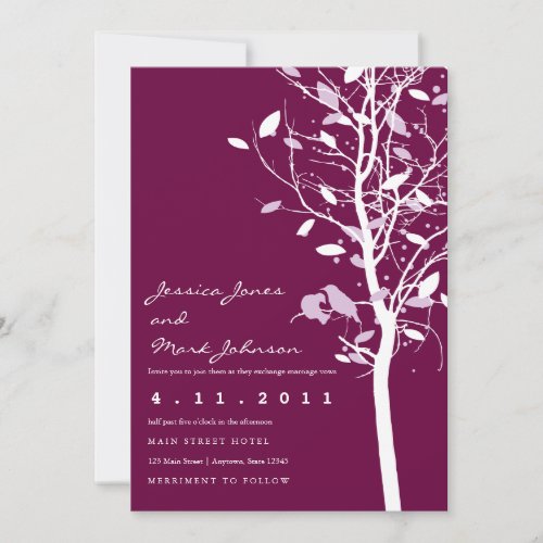 Birds in Plum Tree with Leaves Custom Announcements
